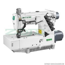 3-needle flat bed coverstitch (interlock) machine with built-in AC Servo motor and needles positioning - machine head