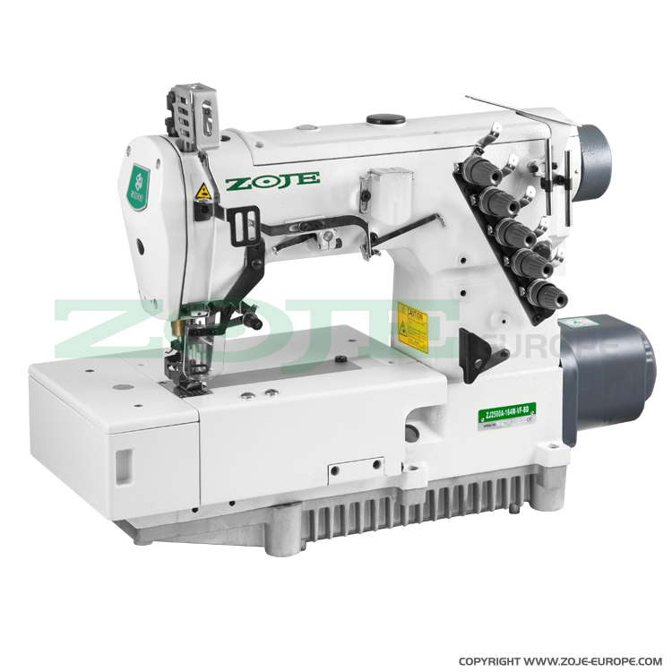 3-needle flat bed coverstitch (interlock) machine with built-in AC Servo motor and needles positioning - machine head