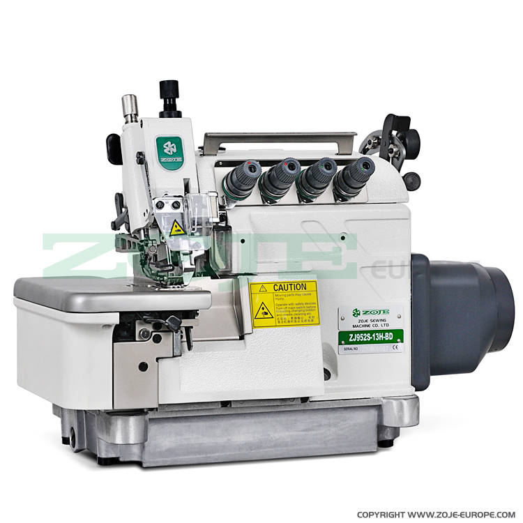 4-thread overlock (safety stitch) machine with top feed, for heavy materials, with built-in AC Servo motor, needles positioning - complete sewing machine