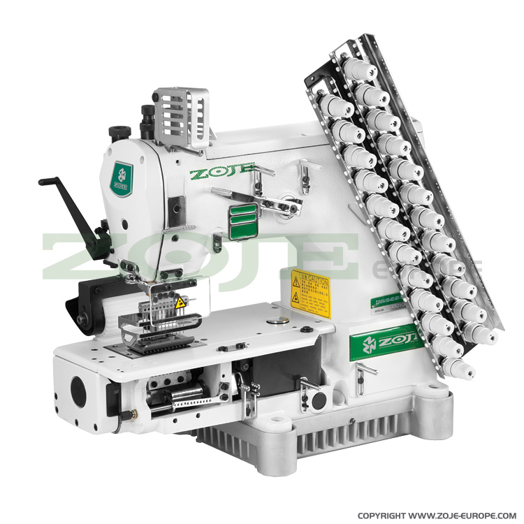 12-needle semi-cylinder double chainstitch machine with puller, with energy-saving AC Servo motor - complete sewing machine