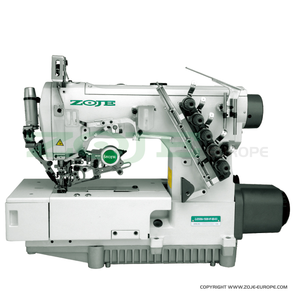 ZOJE ZJ2500A-156M-BD-D3 SET - 3-needle flat bed coverstitch (interlock) machine with electromagnetic automatic thread trimmer and built-in AC Servo motor - complete sewing machine - 1 3-needle flat bed coverstitch (interlock) machine with electromagnetic automatic thread trimmer and built-in AC Servo motor - complete sewing machine