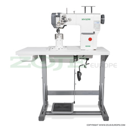 Automatic 2-needle post-bed lockstitch machine with bottom and upper roller feed, with AC Servo motor - complete sewing machine