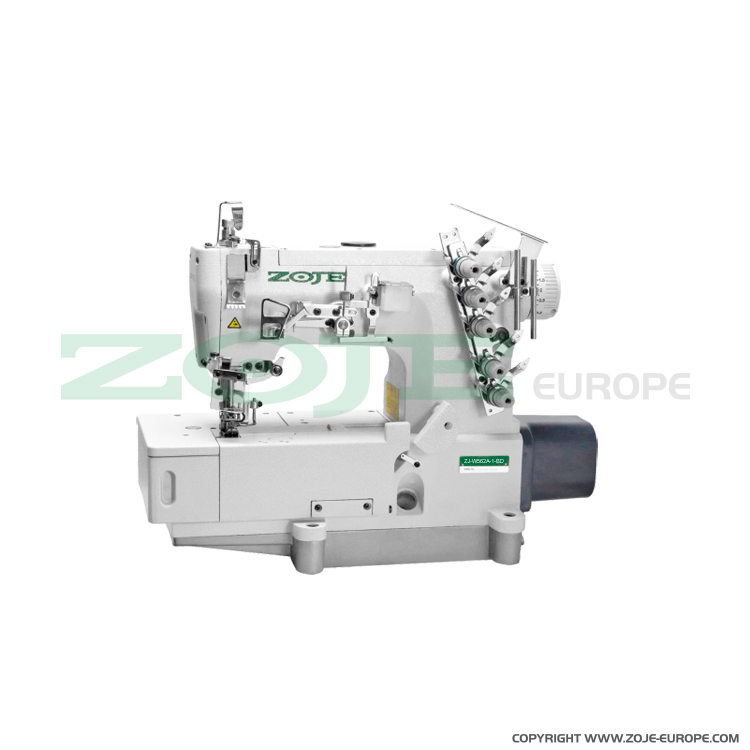 ZOJE ZJW562A-1-BD-D3B (5.6mm) SET - 3-needle flat bed coverstitch (interlock) machine with built-in AC Servo motor and automatic functions - complete sewing machine - 1 3-needle flat bed coverstitch (interlock) machine with built-in AC Servo motor and automatic functions - complete sewing machine