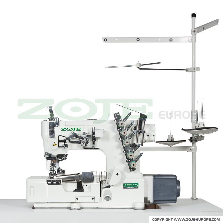 ZOJE ZJW562A-2-BD (6.4mm) - 3-needle flat bed coverstitch (interlock) machine with built-in AC Servo motor and needles positioning - machine head - 1 3-needle flat bed coverstitch (interlock) machine with built-in AC Servo motor and needles positioning - machine head