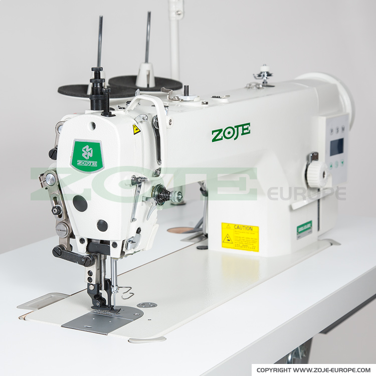 Upholstery and leather lockstitch machine with built-in AC Servo motor and control box (Mechatronic), compound feed, large hook - complete machine