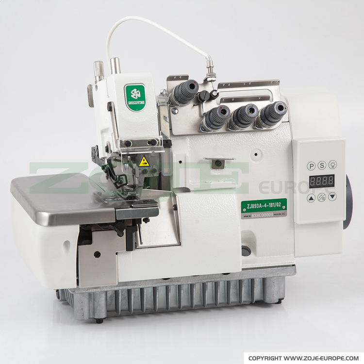 ZOJE ZJ893A-4-181 - 4-thread overlock machine (backlatching) all in one Mechatronic with built-in AC Servo motor and control box, with needles positioning - machine head - 1 4-thread overlock machine (backlatching) all in one Mechatronic with built-in AC Servo motor and control box, with needles positioning - machine head