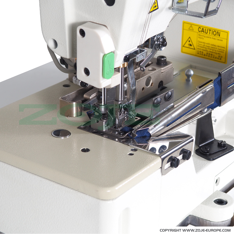 ZOJE ZJW562A-2-BD (6.4mm) + W500PTK SET - 3-needle flat bed coverstitch (interlock) machine for binding with auto binding tape cutting device W500PTK - complete sewing machine - 3 3-needle flat bed coverstitch (interlock) machine for binding with auto binding tape cutting device W500PTK - complete sewing machine