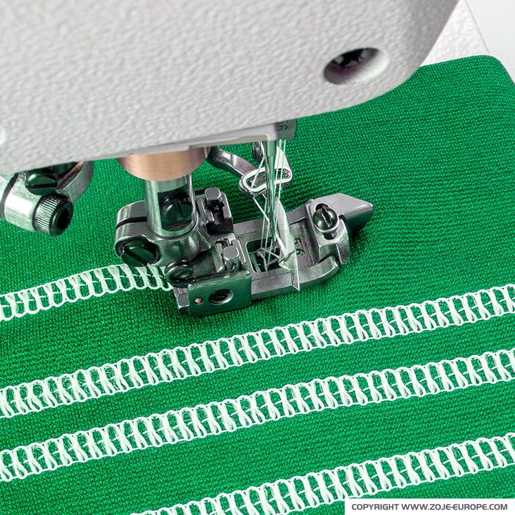 ZOJE C5000-356-02 SET - 3-needle flat bed coverstitch (interlock) machine with built-in AC Servo motor and needles positioning - complete sewing machine - 3 3-needle flat bed coverstitch (interlock) machine with built-in AC Servo motor and needles positioning - complete sewing machine