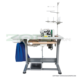 2-needle, 5-thread mechatronic overlock for light and medium materials with pneumatic cutting - complete sewing machine