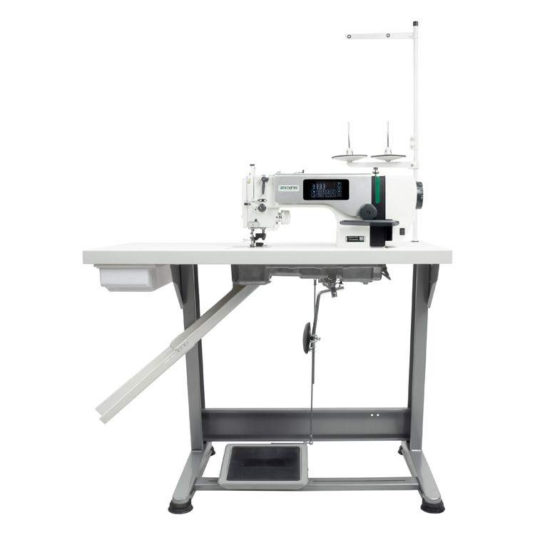 Automatic lockstitch machine with side trimmer, for light and medium materials, with built-in AC Servo motor and needle positioning - machine head