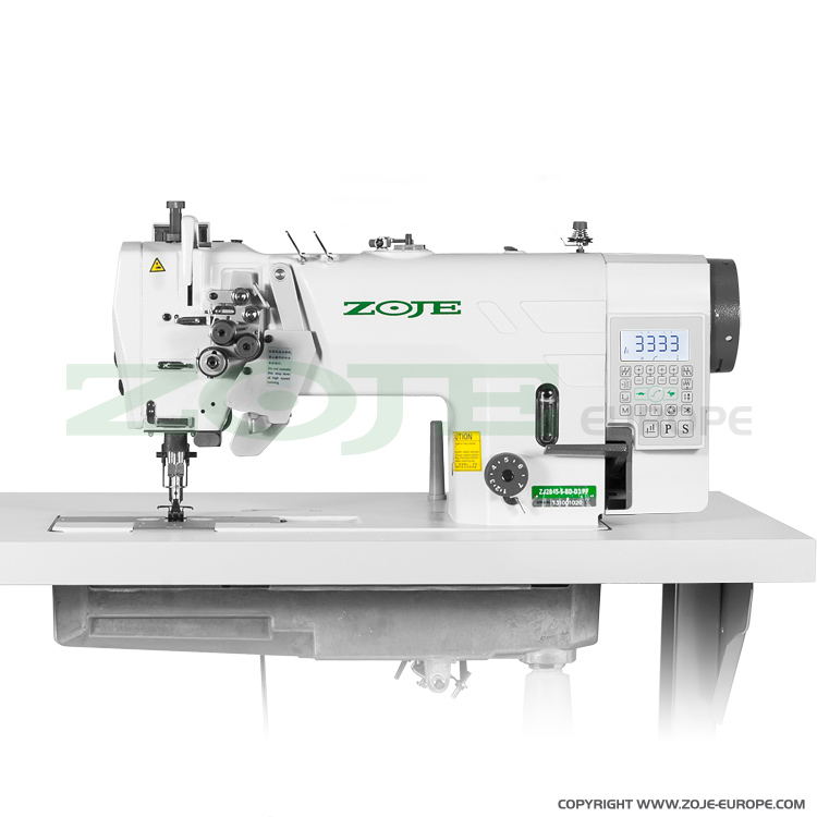 2- needle automatic lockstitch machine for light and medium materials, with built-in AC Servo motor, split needles - machine head