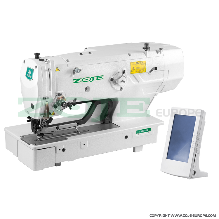 Electronic buttonhole machine with clamp for buttonholes up to 120 mm length - machine head