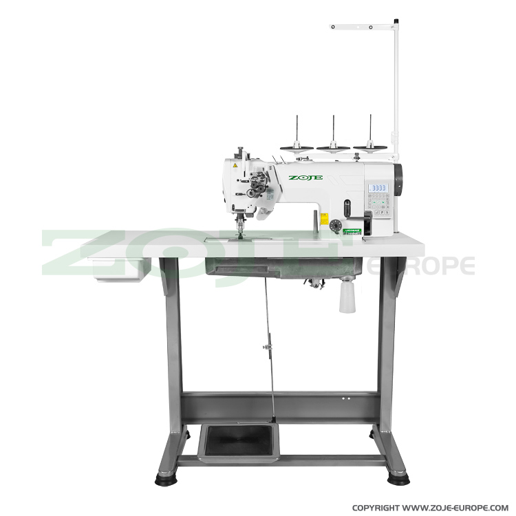 2- needle automatic lockstitch machine for light and medium materials, with built-in AC Servo motor, split needles - complete sewing machine