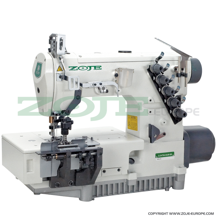 ZOJE ZJ2479A-064M-VF-BD SET - 2-needle flat chainstitch machine for belt-loop seaming, with built-in energy-saving AC Servo motor and needle positioning - complete sewing machine - 1 2-needle flat chainstitch machine for belt-loop seaming, with built-in energy-saving AC Servo motor and needle positioning - complete sewing machine