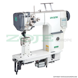 Automatic 2-needle post-bed lockstitch machine with bottom and upper roller feed, with AC Servo motor - machine head