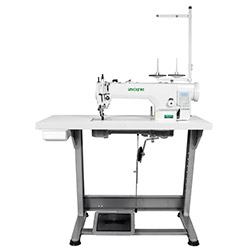 Upholstery and leather lockstitch machine with built-in AC Servo motor and control box (Mechatronic), compound feed, large hook - complete machine