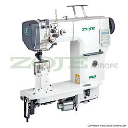 Automatic 2-needle post-bed lockstitch machine with bottom and upper roller feed, with AC Servo motor - complete sewing machine