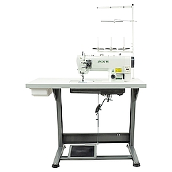 Two needle lockstitch machine for medium and heavy materials with large hooks and in-build AC Servo motor - set