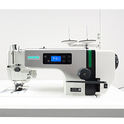 Lockstitch machine with side trimmer, for light and medium materials, with built-in AC Servo motor - machine head