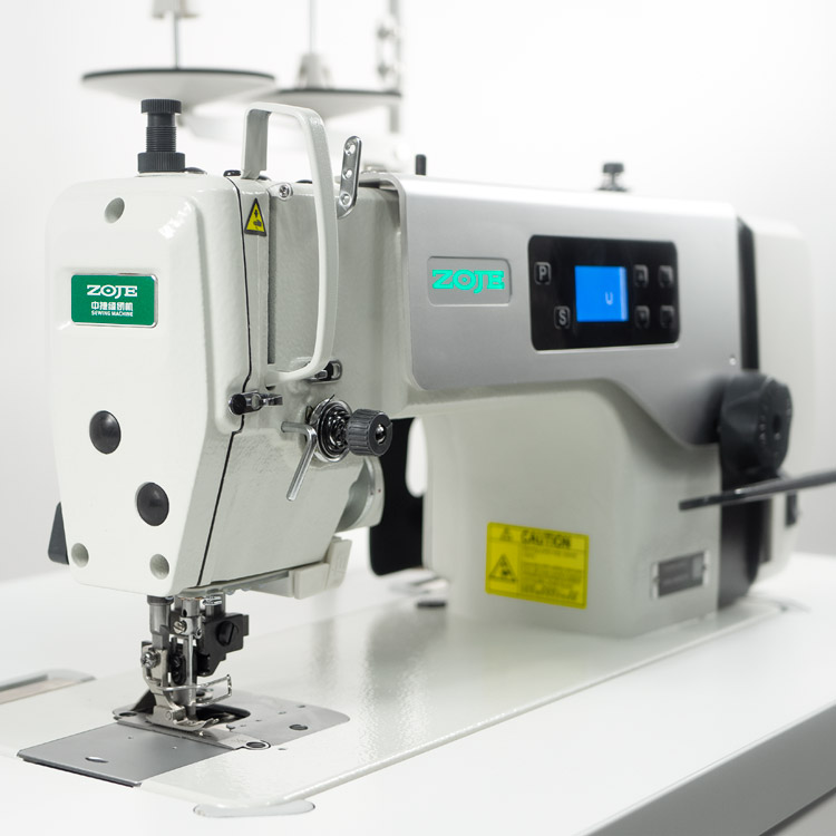 Lockstitch machine with side trimmer, for light and medium materials, with built-in AC Servo motor - machine head