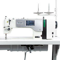 Automatic, mechatronic lockstitch machine with touch screen panel and closed lubrication circuit - machine head