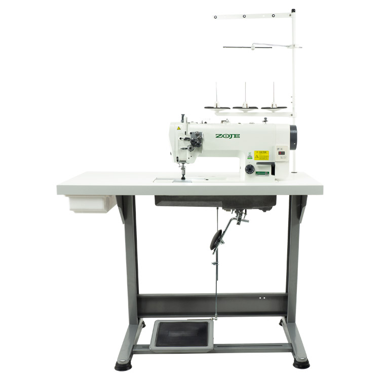 Two needle lockstitch sewing machine for light and medium materials with large hooks and in-build AC Servo motor - set