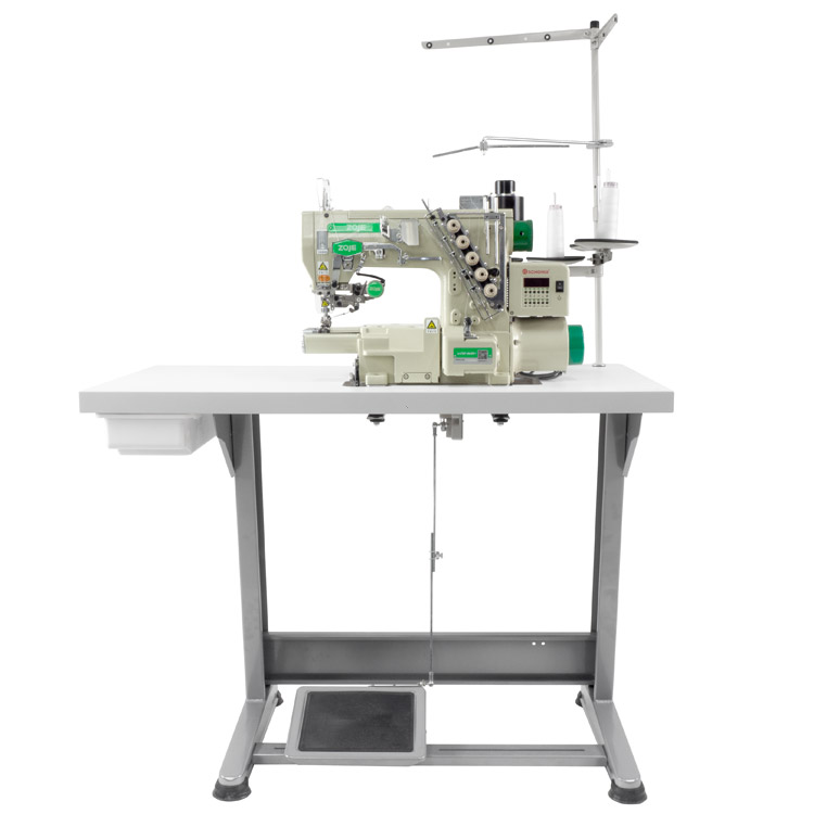 ZOJE ZJ-C720T-356-EWT-I SET - 3-needle small cylinder bed coverstitch (interlock) machine with built-in AC Servo motor and needles positioning - complete sewing machine - 1 3-needle small cylinder bed coverstitch (interlock) machine with built-in AC Servo motor and needles positioning - complete sewing machine