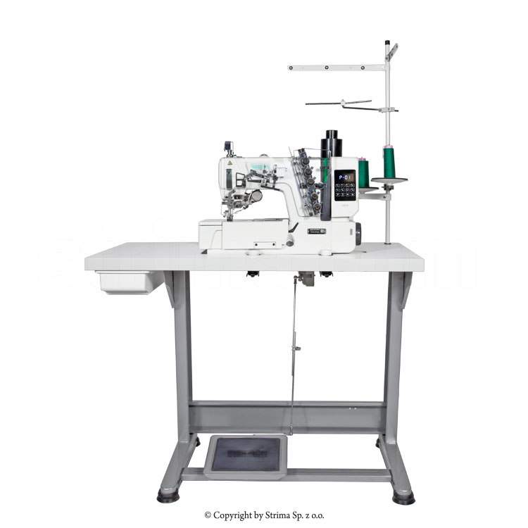 ZOJE C5000-356-D3C-02 SET - 3-needle interlock with a flat bed with built-in AC Servo motor and automatic needle positioning - complete machine - 1 3-needle interlock with a flat bed with built-in AC Servo motor and automatic needle positioning - complete machine