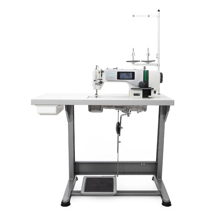 1-needle automatic lockstitch machine for medium and heavy materials with large hook and stitch length up to 7 mm - complete sewing machine
