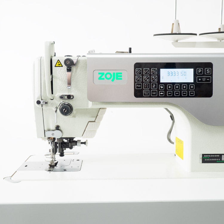 Automatic lockstitch machine with a side trimmer, decorative stitch for light and medium materials, with a stepper motor and needle positioning