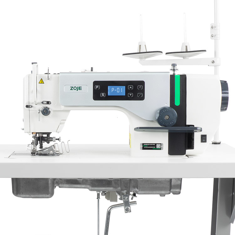 Automatic lockstitch machine with side trimmer and binder, for light and medium materials, with built-in AC Servo motor - complete sewing machine