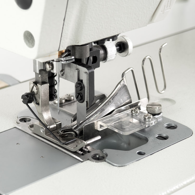 Automatic lockstitch machine with side trimmer and binder, for light and medium materials, with built-in AC Servo motor - complete sewing machine